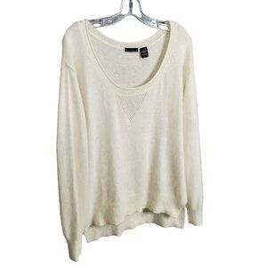 Moda International Size L Sweater Scoop Rabbit Hair Wool Blend Fuzzy Plush Cozy